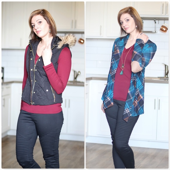 Basic Long Sleeve Vneck Jersey Top - Picture 2 of 5